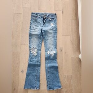 American Eagle Outfitters Light Blue Distressed Flare Jeans